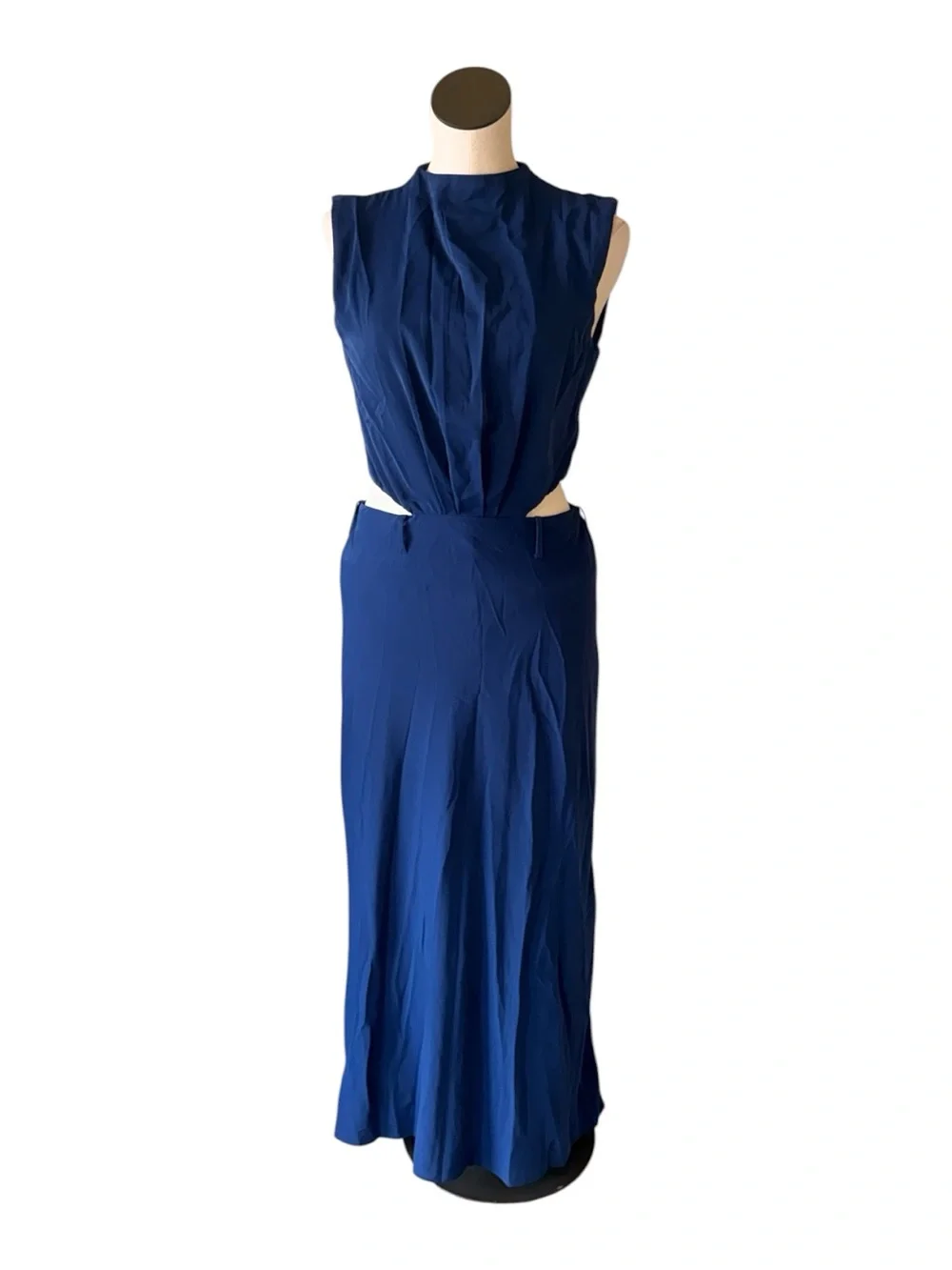 NWT Abercrombie & Fitch Navy Side Cut Out Maxi Dress Small NO BELT